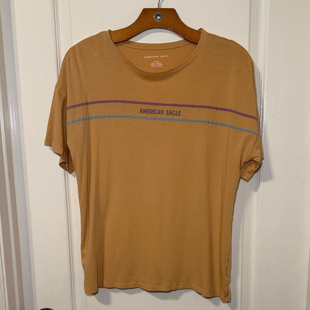 American Eagle Outfitters Women’s Striped Logo Tee Size Small NWOT